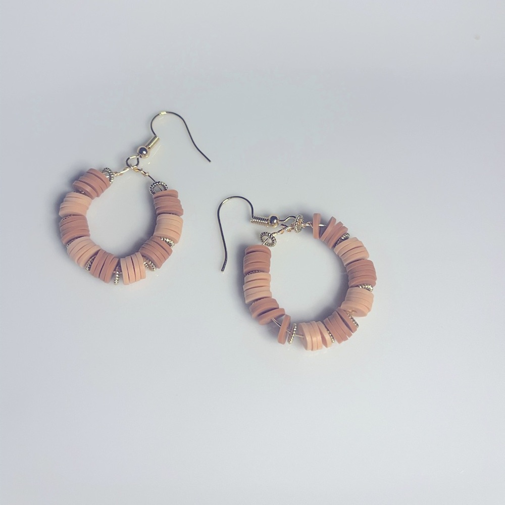 ☕️Coffee Bean☕️ gold earrings with clay beads